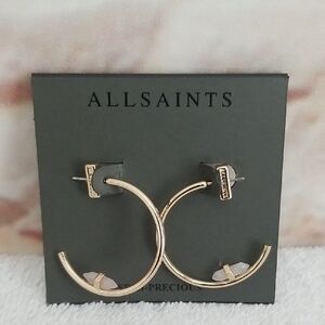 New ALLSAINTS Rose Quartz C-Hoop Earrings